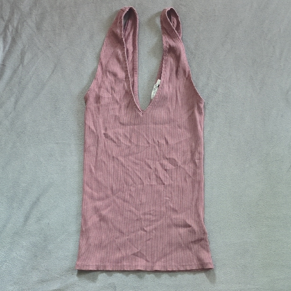 Express Pink Ribbed Backless Sleeveless Tank